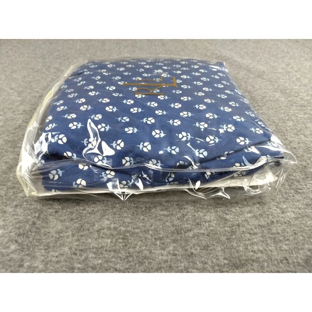 Ralph Lauren Cote‎ D'Azur Twin Bedskirt Indigo Blue Floral 100% Cotton USA NEW
